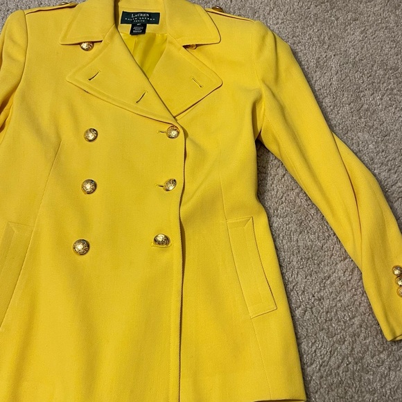 Lauren Ralph Lauren Women’s Yellow Wool Riding Blazer Jacket Sz 6P Made in USA - Picture 5 of 14